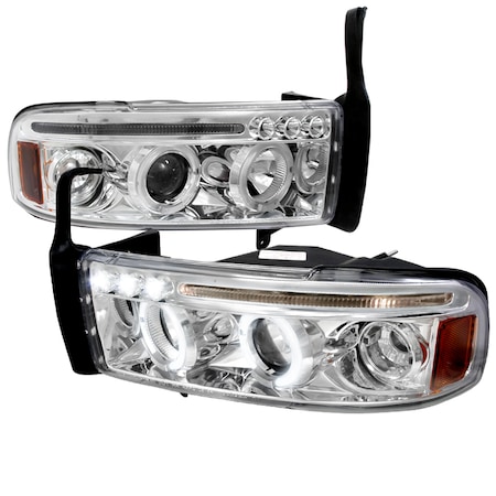 Spec-D Tuning 94-01 Dodge Ram Halo LED Projector Chrome 2LHP-RAM94-TM